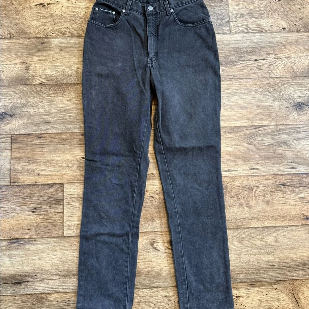 Vintage 90s Faded Black High Waisted Slim Leg Jeans - Picture 3 of 8